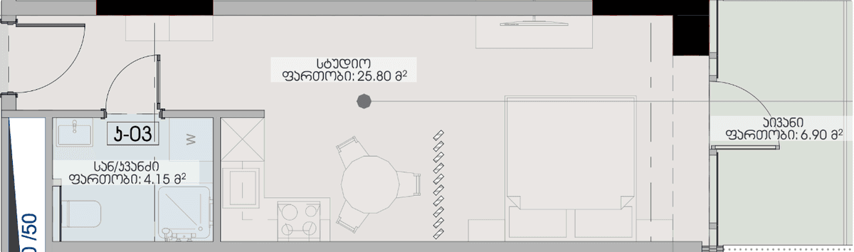 Студия, 36.85 м², 32 этаж в ЖК "Geuz Towers"