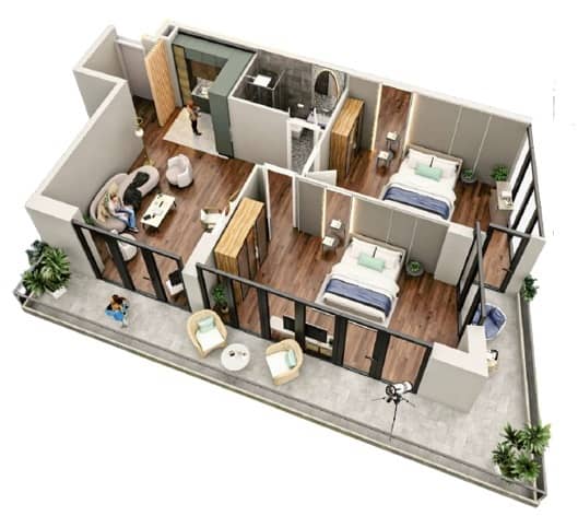 2-bedroom apartment, 93.4 m², 8 floor in "Tekto Rakurs"