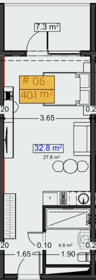 studio, 40.1 m², 3 floor, Stay & Rent in Batumi