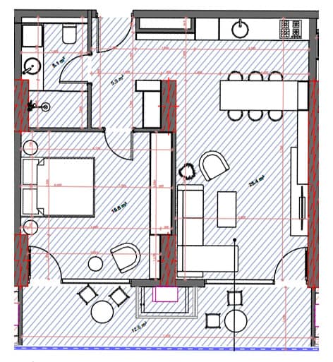1-bedroom apartment, 68.3 m², 2 floor in "Tekto Location"