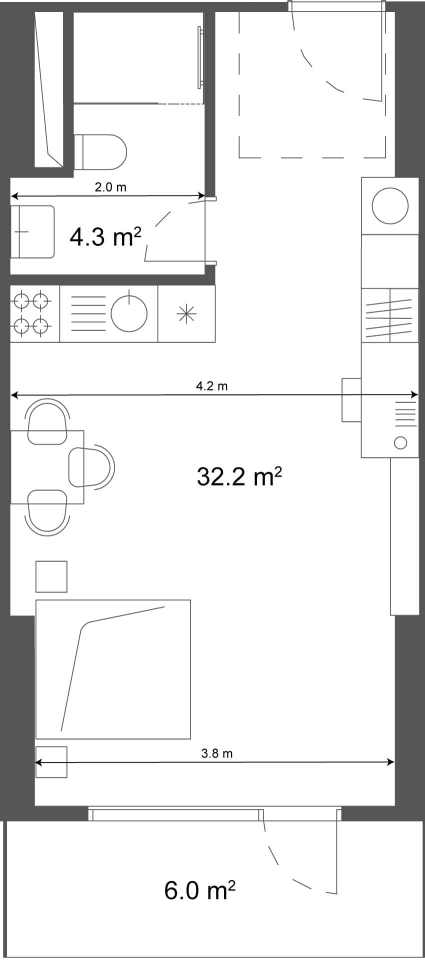Студия, 38.2 м², этаж 23 в ЖК "Ramada Residences"