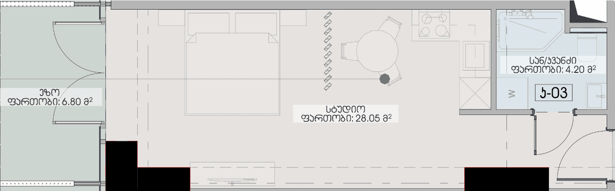 Студия, 39.05 м², 4 этаж в ЖК "Geuz Towers"