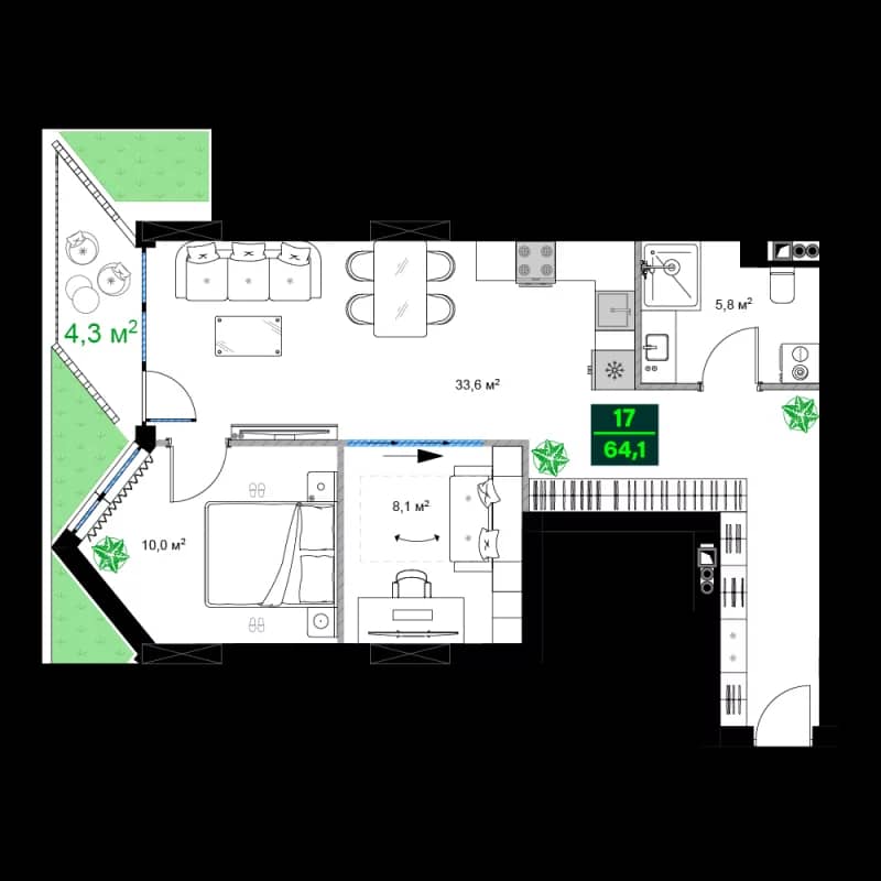 3-bedroom apartment, 64.1 m², 3 floor in "SUMMER 365"