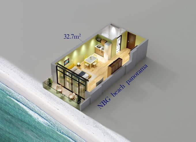 1-bedroom apartment, 32.7 m², 26 floor, NBG Beach Panorama in Batumi