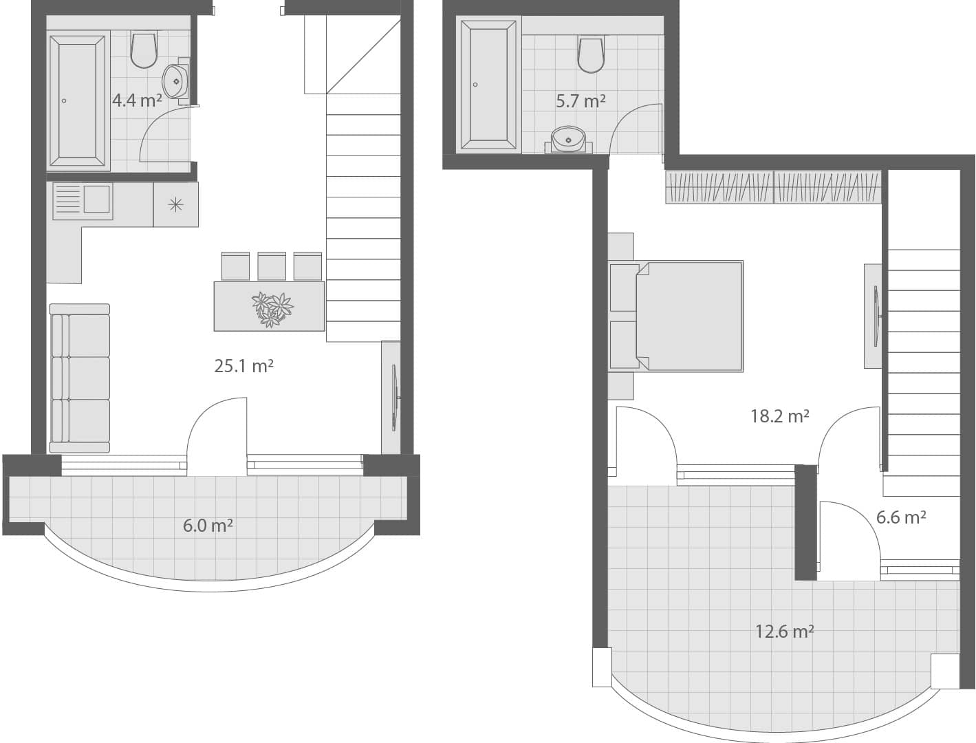2-bedroom apartment, 77.2 m², 4 floor in "Wyndham Grand Family Club"