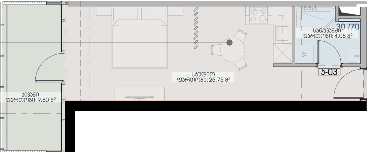 studio, 39.4 m², 19 floor, Geuz Towers in Batumi