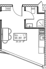 studio, 38.89 m², 4 floor in "Mardi Hills"