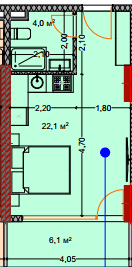 studio, 33.3 m², 5 floor in "Lagoon Resort"