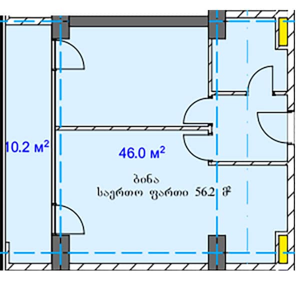 2-bedroom apartment, 56.2 m², 15 floor in "A.Sector Megobroba"