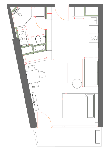 studio, 40.28 m², 32 floor, 7th Heaven Residence in Batumi