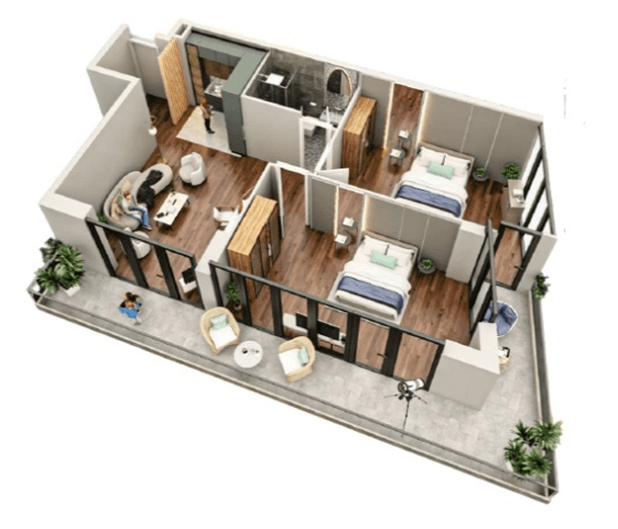 2-bedroom apartment, 94.2 m², 6 floor in "Tekto Rakurs"