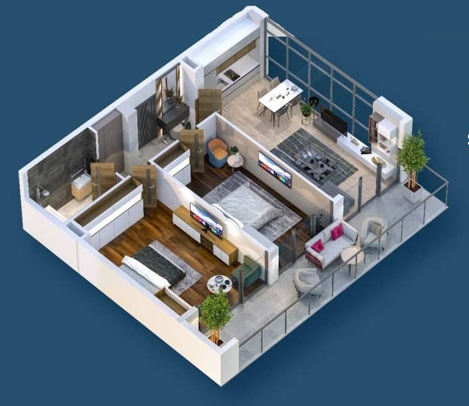 三居室公寓，90.1 m²，2 层，位于“Sea Zone”