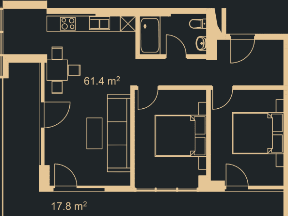 2-комнатная квартира, 78.6 м², 16 этаж в ЖК "Green Side Gonio"
