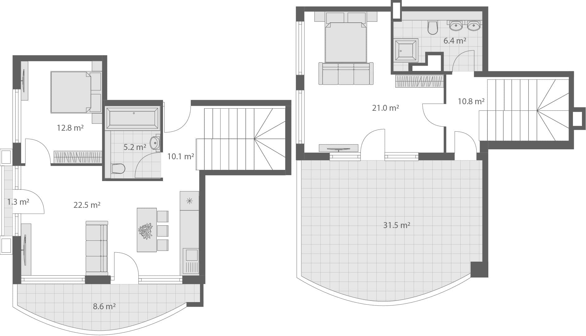 两居室公寓，130.4 m²，4 层，位于“Wyndham Grand Family Club”