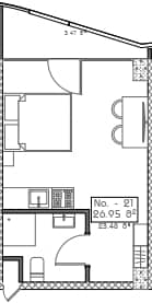 studio, 25.95 m², 6 floor, Mardi Hills in Batumi