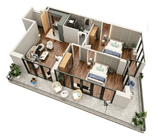 2-bedroom apartment, 94.2 m², 3 floor in "Tekto Rakurs"