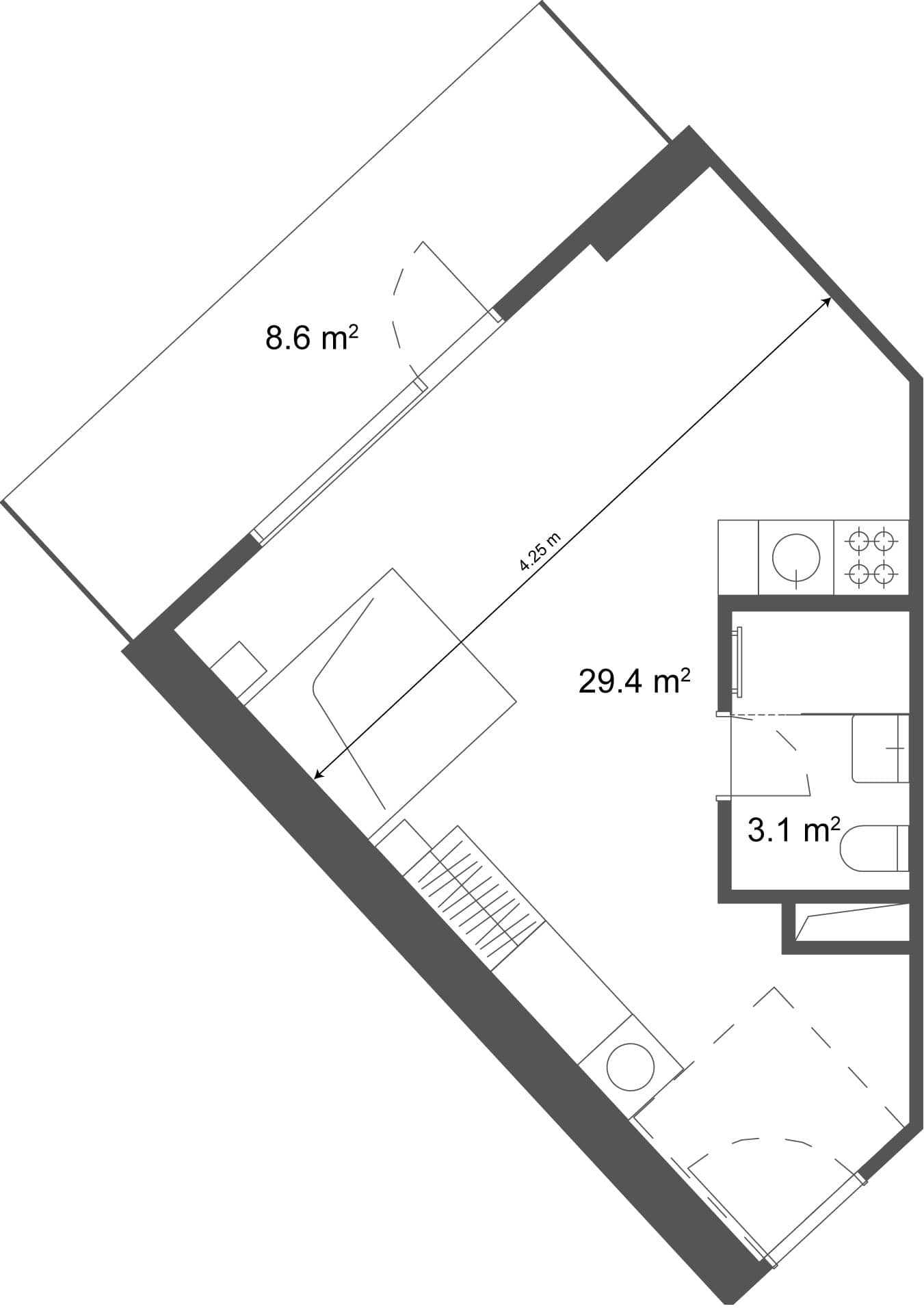 studio, 38 m², 37 floor, Ramada Residences in Batumi