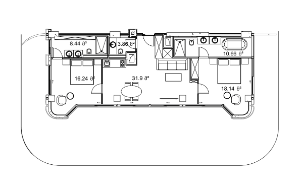 2-комнатная квартира, 197.14 м², 15 этаж в ЖК "Next Collection"