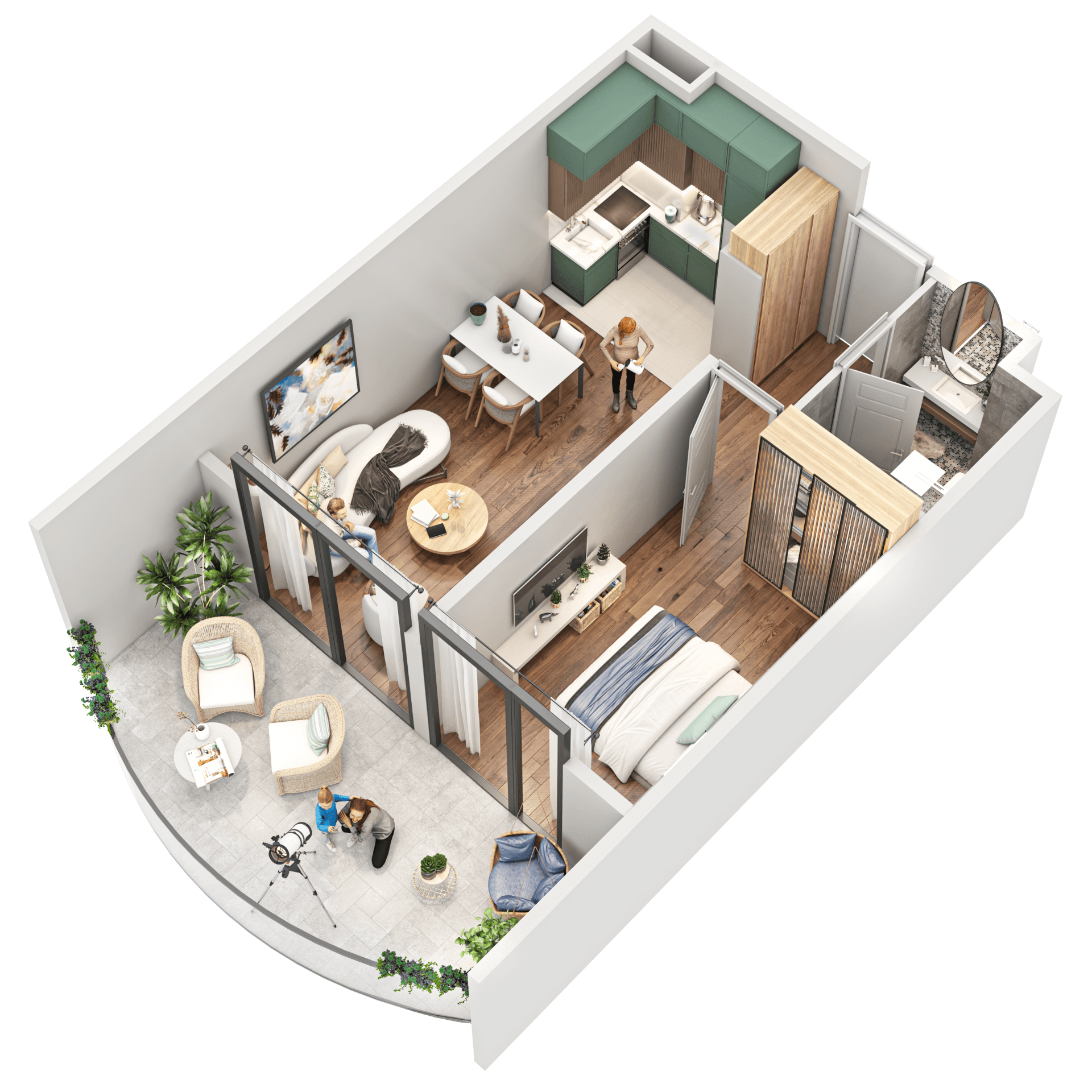 2-ოთახიანი ბინა, 58.5 მ², 16 სართული "Tekto Franco"-ში