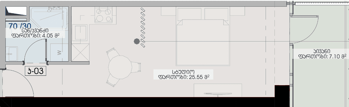 studio, 36.7 m², 15 floor, Geuz Towers in Batumi