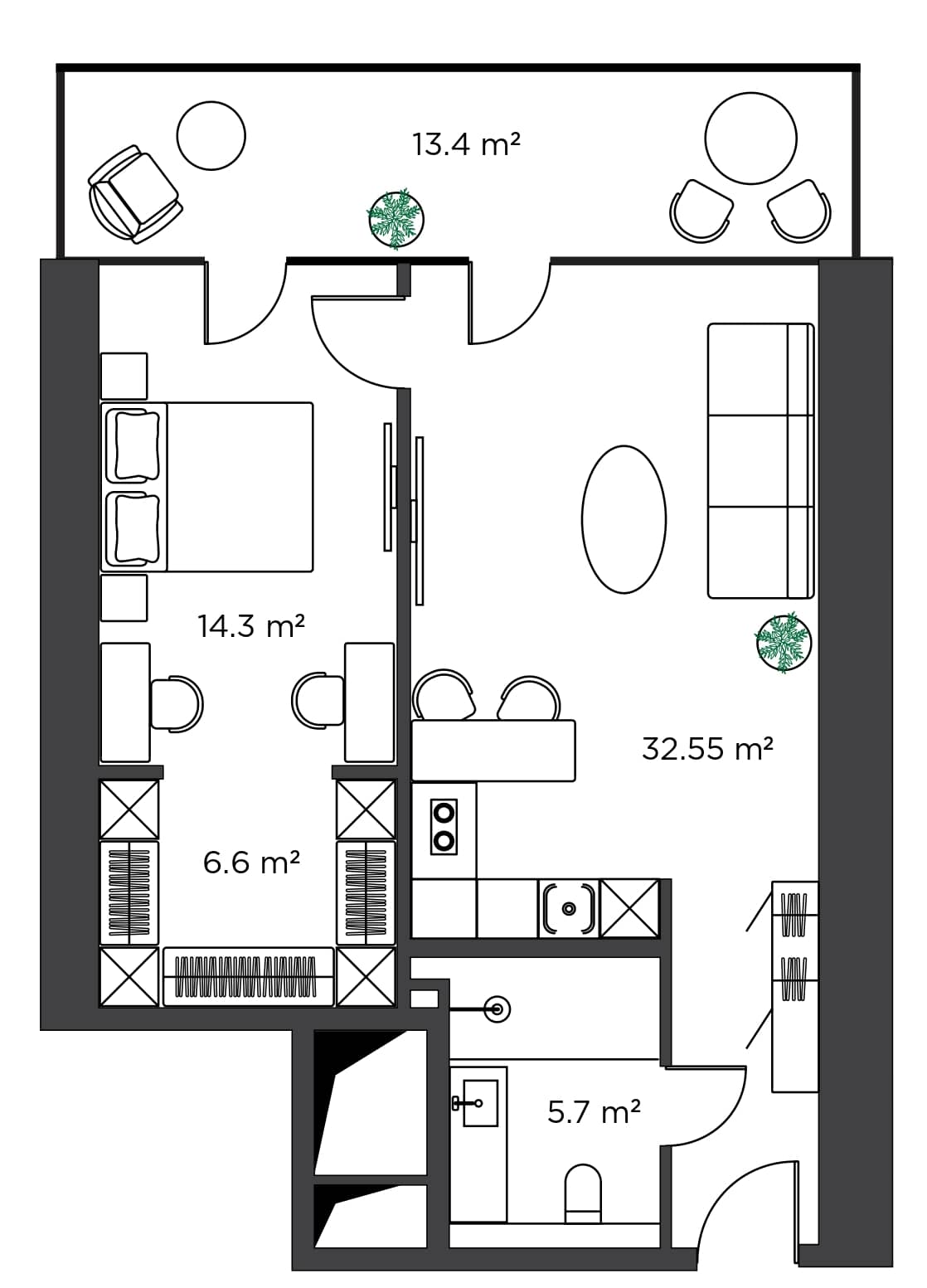 1-комнатная квартира, 72.55 м², 11 этаж в ЖК "Ambassadori Island"