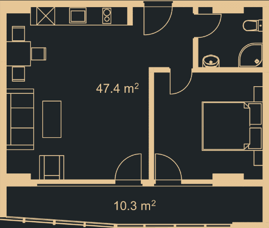 1-комнатная квартира, 56.4 м², 13 этаж в ЖК "Green Side Gonio"