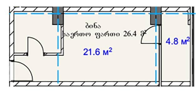 studio, 26.4 m², 17 floor, A.Sector Megobroba in Batumi