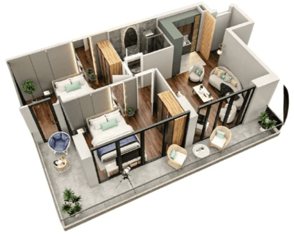 2-комнатная квартира, 76.8 м², 3 этаж в ЖК "Tekto Rakurs"