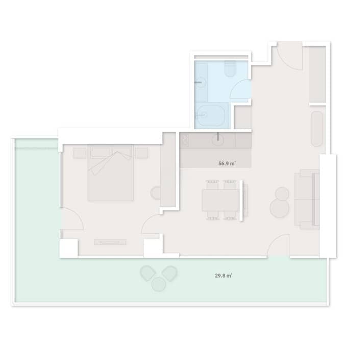 2-ოთახიანი ბინა, 86.7 მ², სართული 12 -ში "SportCity"