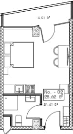 studio, 28.62 m², 4 floor in "Mardi Hills"