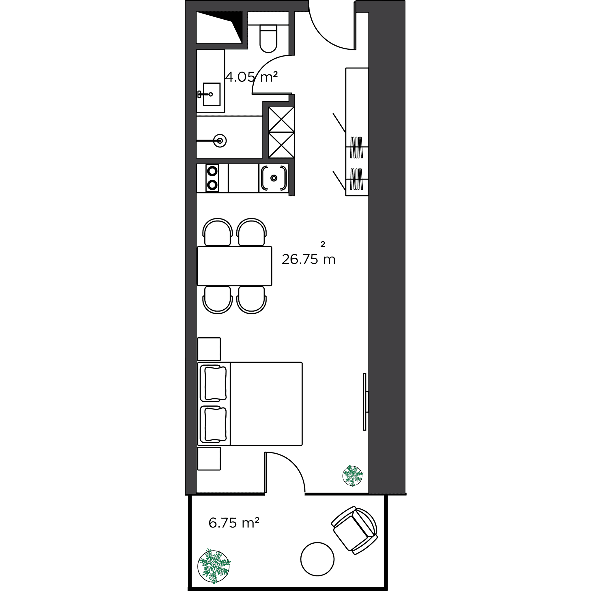 Студия, 37.5 м², этаж 27 в ЖК "Ambassadori Island"