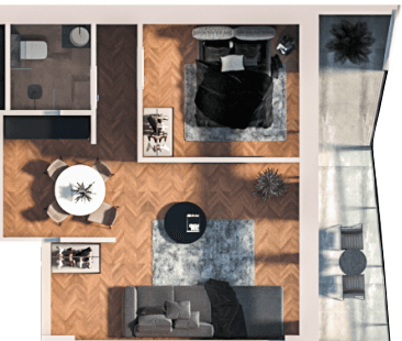 1-bedroom apartment, 52.66 m², 15 floor in "Boulevard Point"