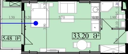 studio, 39.42 m², 16 floor in "Park Tower"