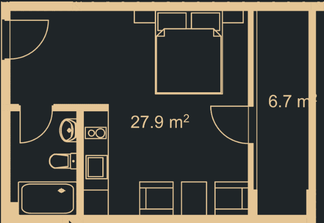 Студия, 34 м², 19 этаж в ЖК "Green Side Gonio"