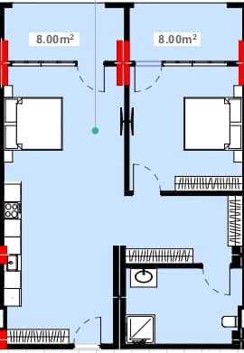 1-bedroom apartment, 90.8 m², 2 floor in "Lemon Garden"