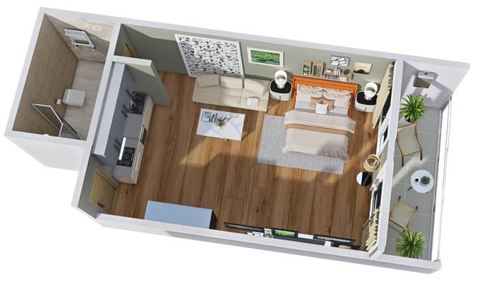 studio, 38.11 m², 11 floor in "Green House"