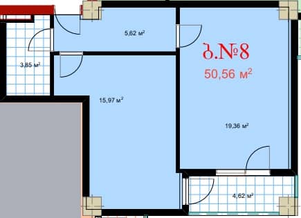 1-комнатная квартира, 66.9 м², 5 этаж в ЖК "Mardi City Center"