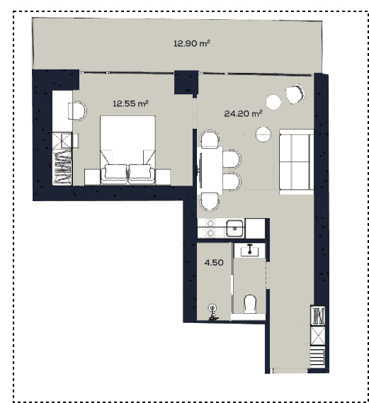 1-bedroom apartment, 52.45 m², 51 floor, Alliance Centropolis in Batumi