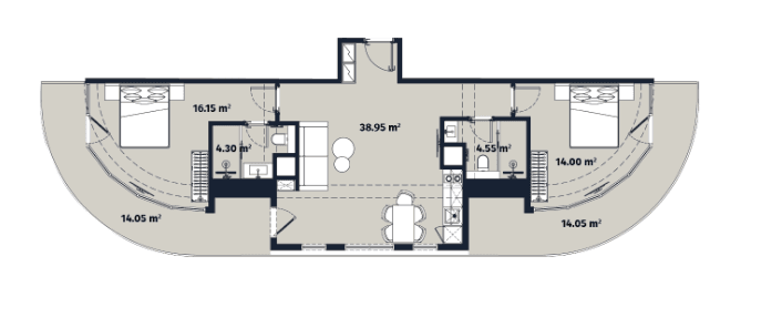 2-bedroom apartment, 106.5 m², 23 floor in "Alliance Renaissance"