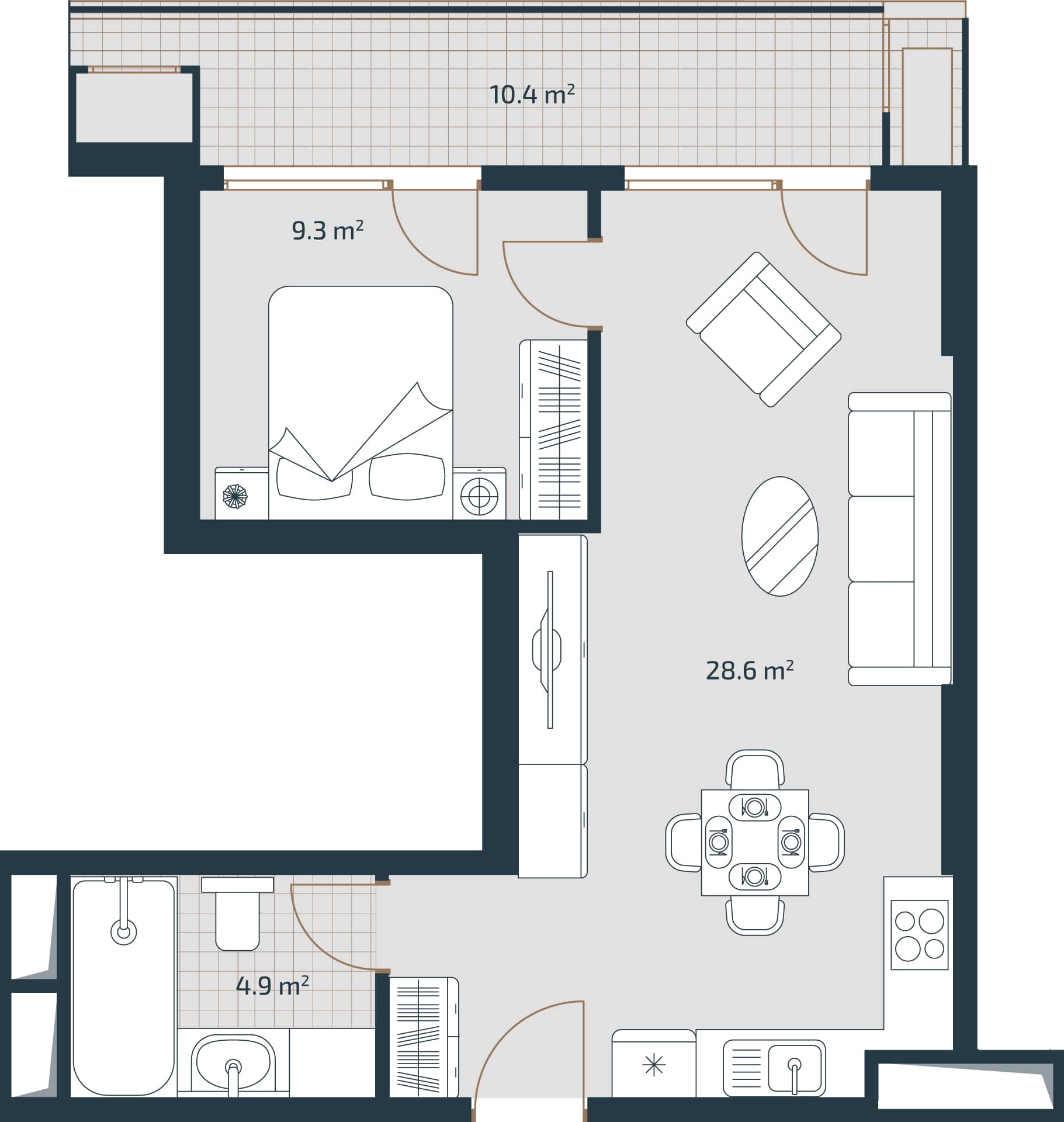 1-комнатная квартира, 53.2 м², 22 этаж в ЖК "Artex Parkline"