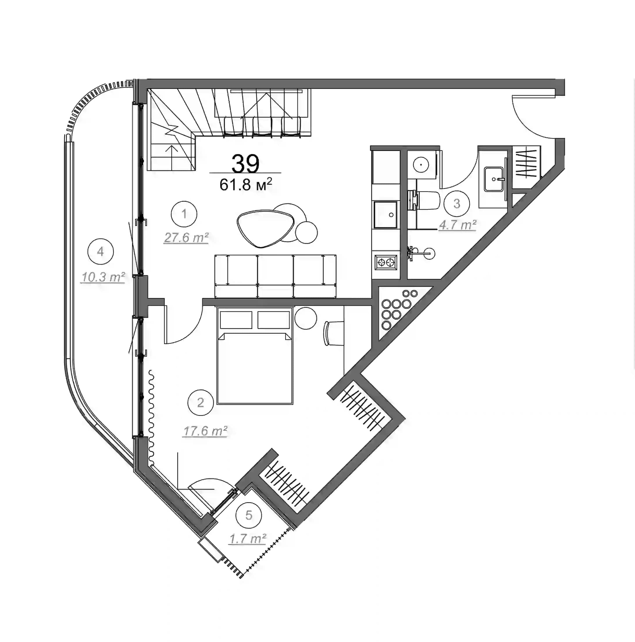 1-bedroom apartment, 61.8 m², 5 floor in "Royal Residence Botanico"