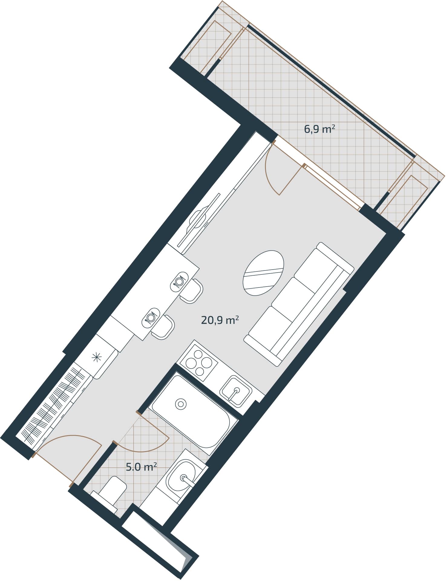 Студия, 32.8 м², 24 этаж в ЖК "Artex Parkline"