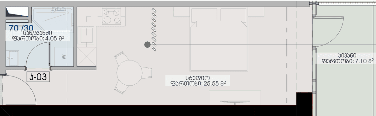 studio, 36.7 m², 24 floor, Geuz Towers in Batumi