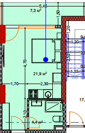 studio, 34.7 m², 6 floor in "Lagoon Resort"