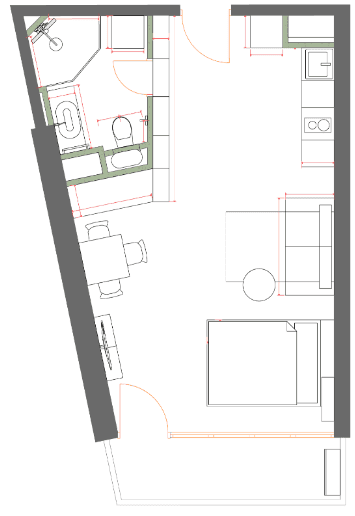 studio, 40.27 m², 17 floor, 7th Heaven Residence in Batumi