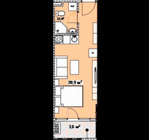 studio, 28 m², 20 floor in "Next Apartments"