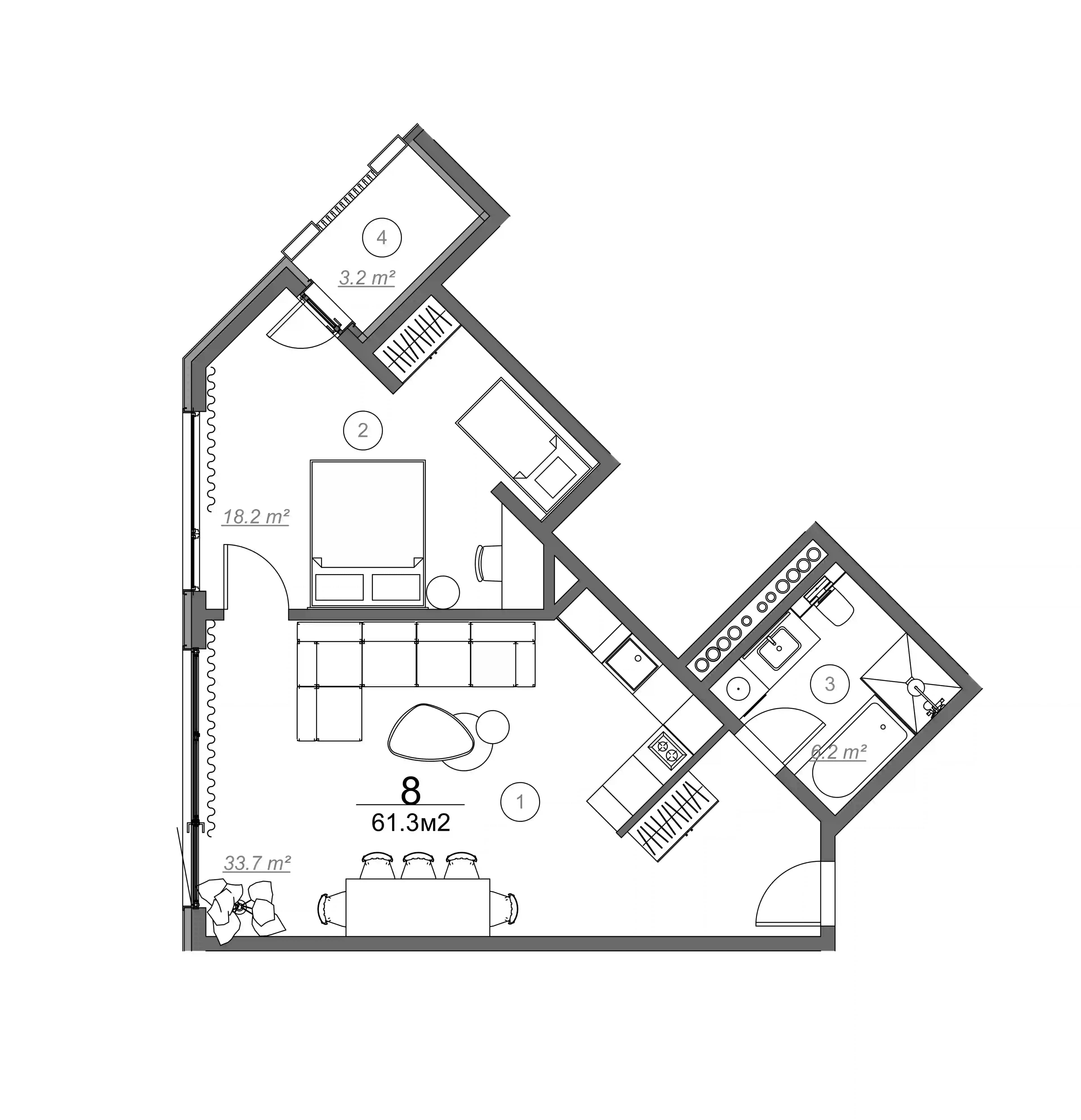 1-bedroom apartment, 73.3 m², 1 floor in "Royal Residence Botanico"