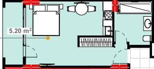 studio, 36.7 m², 5 floor, Lemon Garden in Batumi