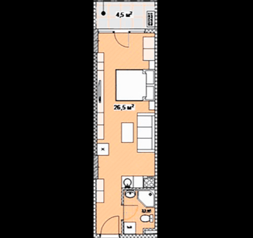 studio, 34.5 m², 17 floor, Next Apartments in Batumi