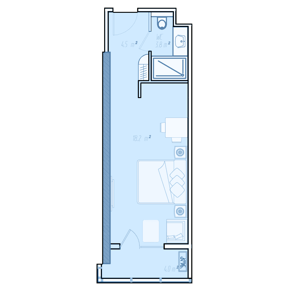 studio, 34.2 m², 35 floor, BlueSky Tower in Batumi